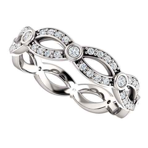 14k White Gold 3/8 CTW Diamond Eternity Band, Size 7
