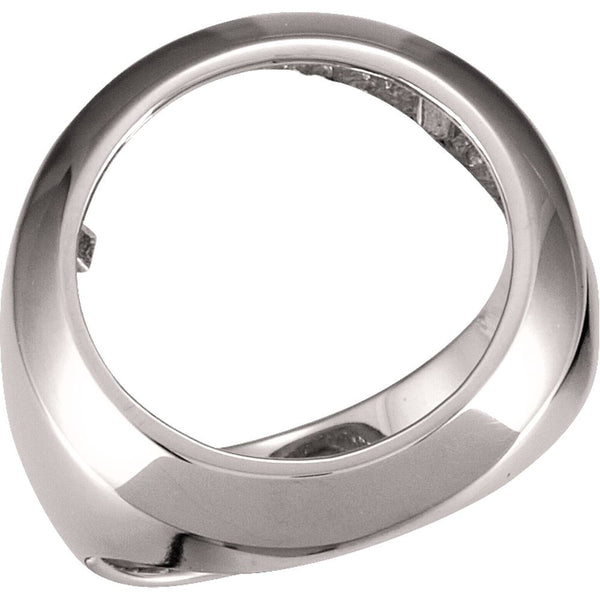14k White Gold Men's 16.5mm Coin Ring Mounting, Size 9.75