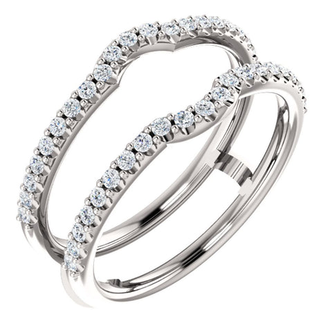 14k White Gold 3/8 CTW Diamond Ring Guard to Fit 1/4 CT to 1 CT Center Stone, Size 7