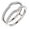 14k White Gold 3/8 ctw. Diamond Ring Guard to Fit 1/4 Ct to 1 Ct Center Stone, Size 7