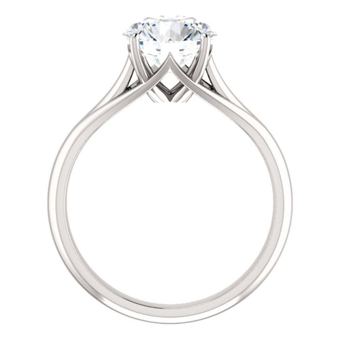 14k White Gold 8mm Round Forever Brilliant® Moissanite Solitaire Engagement Ring, Size 7
