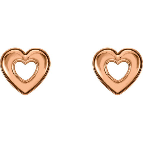 14k Rose Gold Heart Earrings