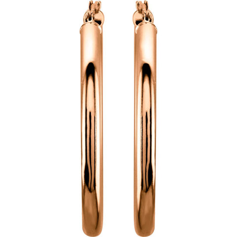 14k Rose Gold 35mm Tube Hoop Earrings