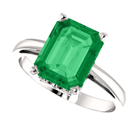 14k White Gold 9x7mm Emerald Scroll Setting® Ring Mounting, Size 7