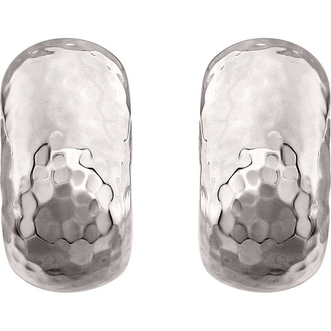14k White Gold Hammered Hoop Earrings