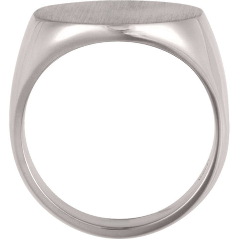 14k White Gold 18mm Men's Signet Ring, Size 11