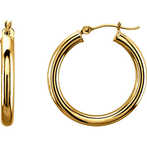 14k Yellow Gold 25mm Tube Hoop Earrings