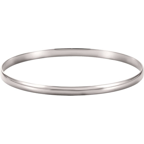 14k White Gold 4mm Half Round Bangle Bracelet