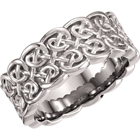 14k White Gold 8mm Celtic-Inspired Band, Size 6