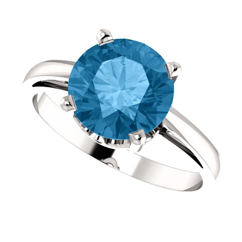 14k White Gold Swiss Blue Topaz Ring, Size 7
