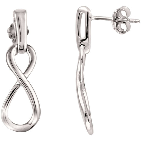14k White Gold Infinity-Inspired Dangle Earrings