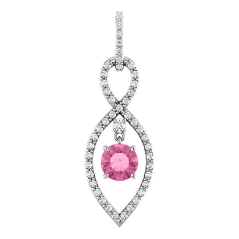 14k White Gold Pink Sapphire & 3/8 CTW Diamond Pendant