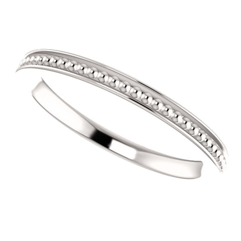 14k White Gold Stackable Bead Ring Size 6