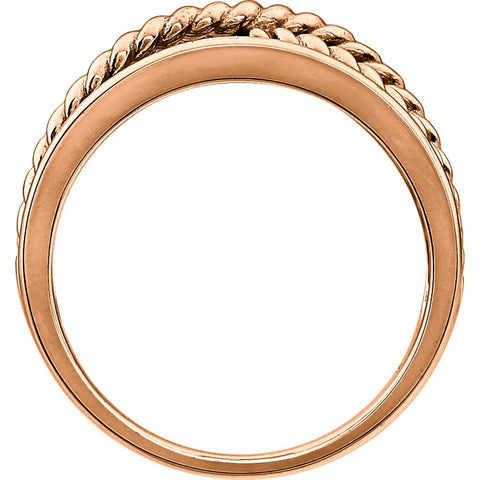 14k Rose Gold Crossover Rope Ring, Size 7