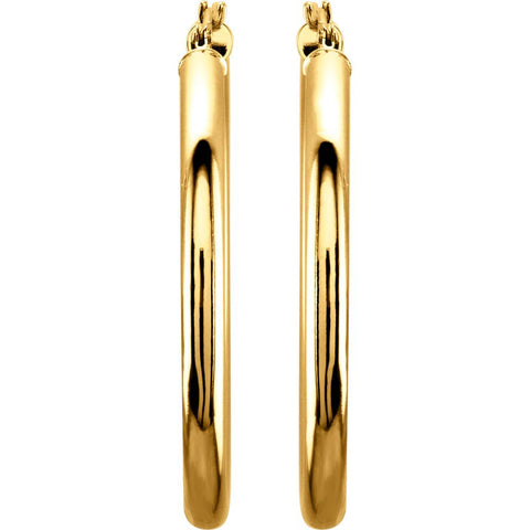 14k Yellow Gold 35mm Tube Hoop Earrings