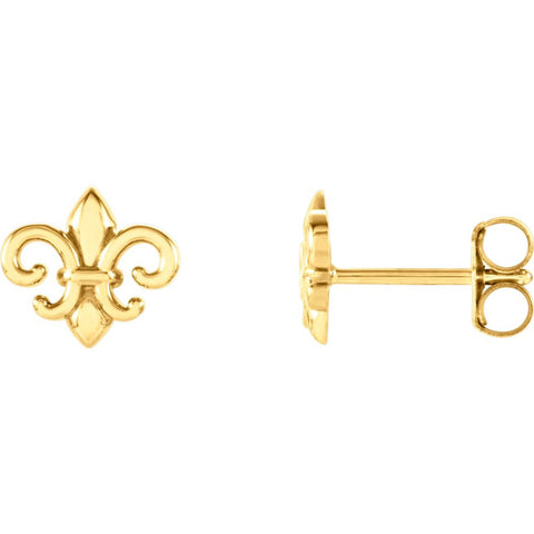 14k Yellow Gold Fleur-De-Lis Earrings