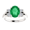 14k White Gold Chatham® Created Emerald & 1/4 CTW Diamond Ring, Size 7