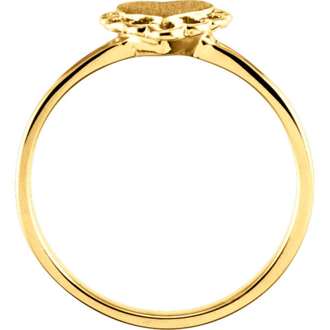 10k Yellow Gold Heart Signet Ring, Size 6