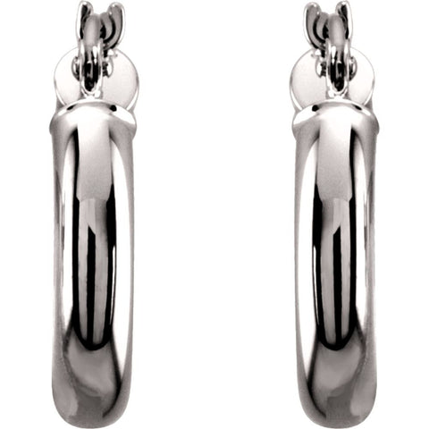 14k White Gold 15mm Tube Hoop Earrings