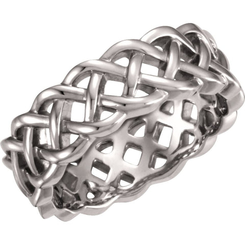 14k White Gold 8mm Celtic Inspired Band Size 6