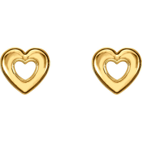 14k Yellow Gold Heart Earrings