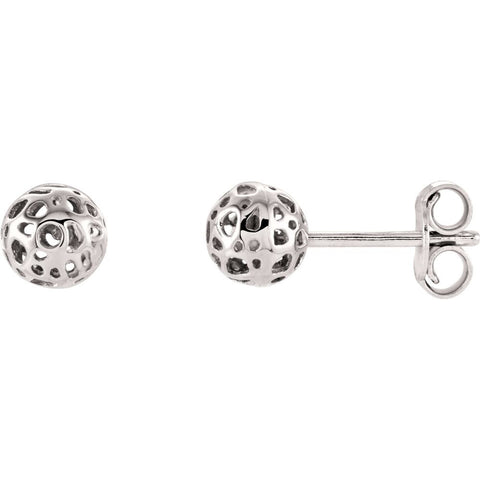 14k White Gold Ball Earrings