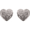 14k White Gold Hammered Heart Earrings