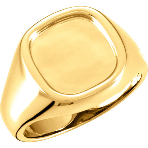 14k Yellow Gold 12mm Men's Signet Ring, Size 11