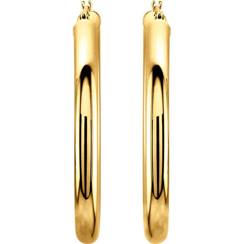 14k Yellow Gold 30mm Tube Hoop Earrings