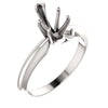 6-Prong V-End Heavy Solitaire Engagement Ring Mounting in Platinum, Size 6
