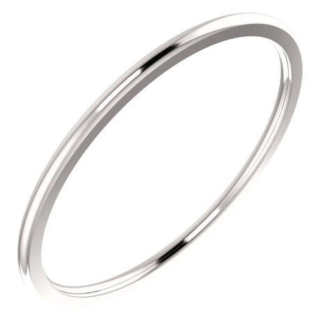 14k White Gold 1mm Comfort Fit Band, Size 4