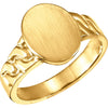 14.00X11.00 mm Men's Signet Ring with Brush Finished Top in 14k Yellow Gold ( Size 10 )
