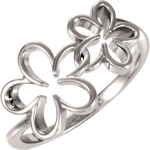 14k White Gold Flower Ring, Size 7