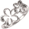 Floral Design Ring in 14K White Gold (Size 6)