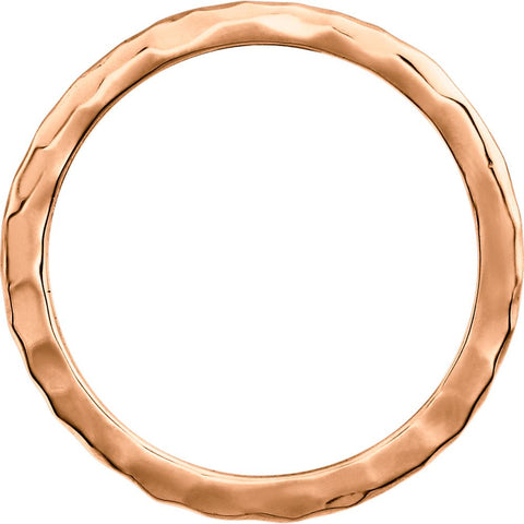 14k Rose Gold 2mm Hammered Stackable Ring Size 8