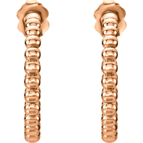 14k Rose Gold 21mm Beaded Hoop Earrings