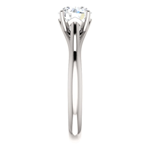 14k White Gold 6.5mm Round Forever Brilliant® Moissanite Solitaire Engagement Ring, Size 7