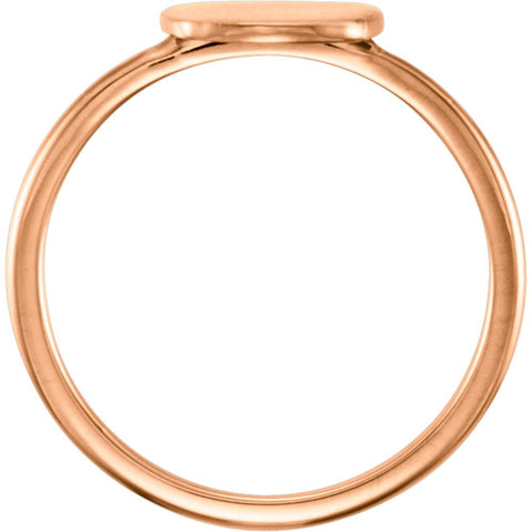 14k Rose Gold Cushion Engravable Ring , Size 7