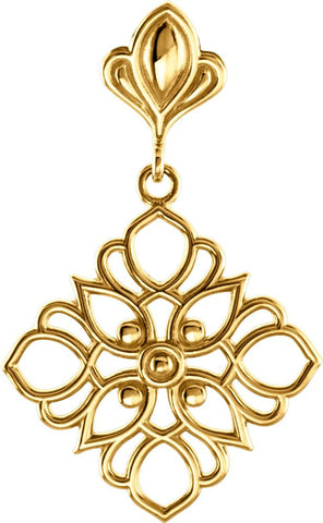 14k Yellow Gold Decorative Dangle Pendant