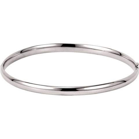 14k White Gold 4mm Hinged Bangle Bracelet