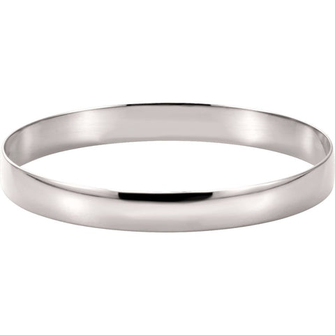 14k White Gold 8mm Half Round Bangle Bracelet