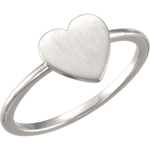 Continuum Sterling Silver Heart Engravable Ring , Size 7