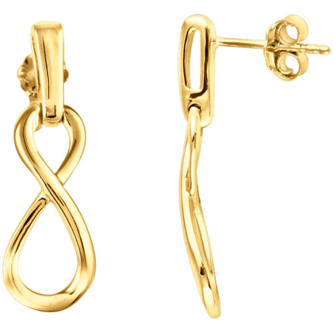 14k Yellow Gold Infinity-Inspired Dangle Earrings