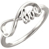 Continuum Sterling Silver Infinity Ring With Love (Size 6)