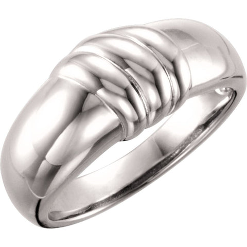 14k White Gold 7.4mm Dome Design Ring, Size 7