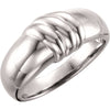 14K White Gold 7.4mm Dome Design Ring (Size 6)