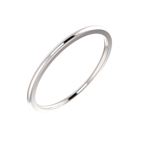 14k White Gold 1mm Comfort Fit Band, Size 5