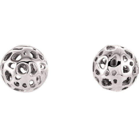 14k White Gold Ball Earrings