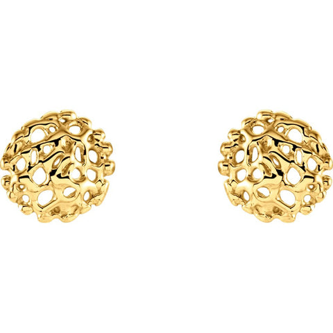 14k Yellow Gold 8mm Textured Stud Earrings