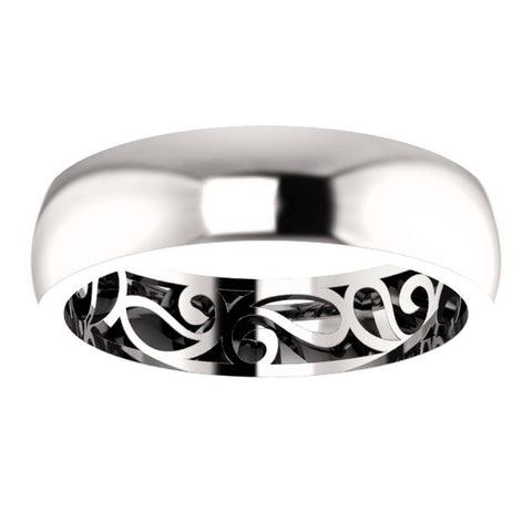 14k White Gold 6mm Paisley Design Band Size 12